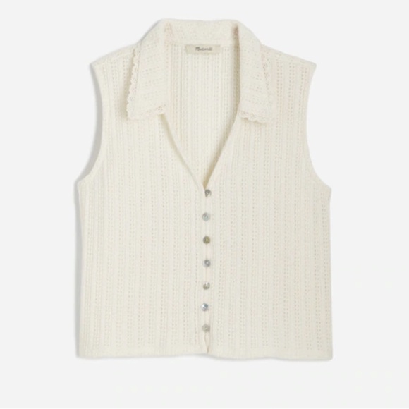 Madewell Crochet-Knit V-Neck Sweater Vest - Picture 6 of 7